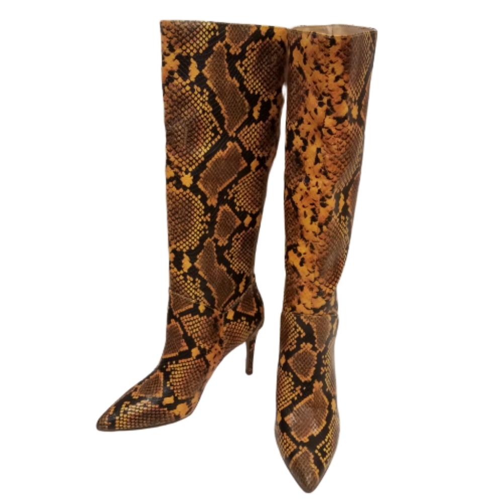Steve Madden Kinga Yellow Snake Print Pointy Toe